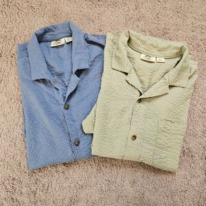 Panama Jack Bundle of 2 Lightweight Button Down Shirt Casual Green Blue Mens XL